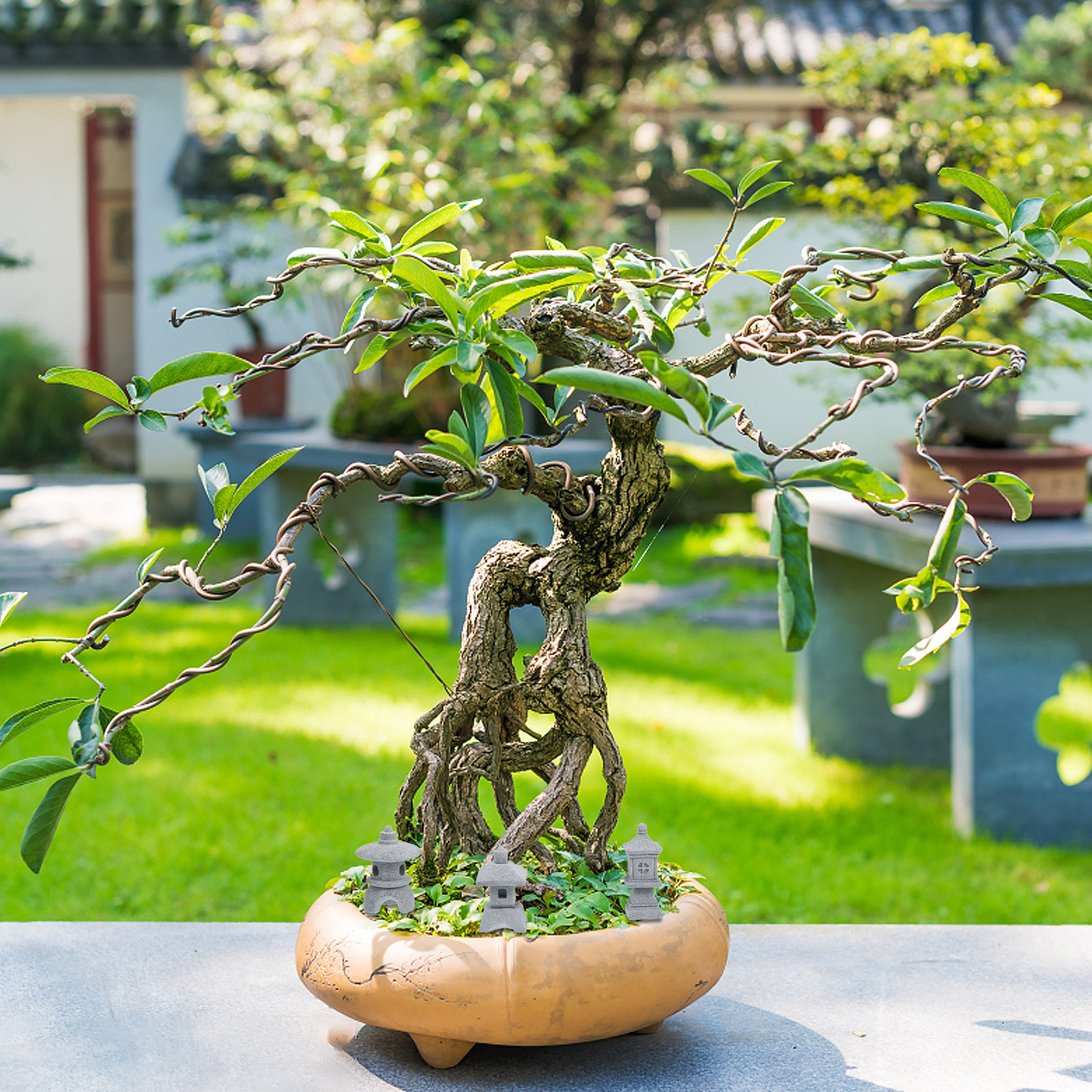 Bonsai Garden Set Up - 3Pcs Miniature Stone Pagoda Garden Ornament