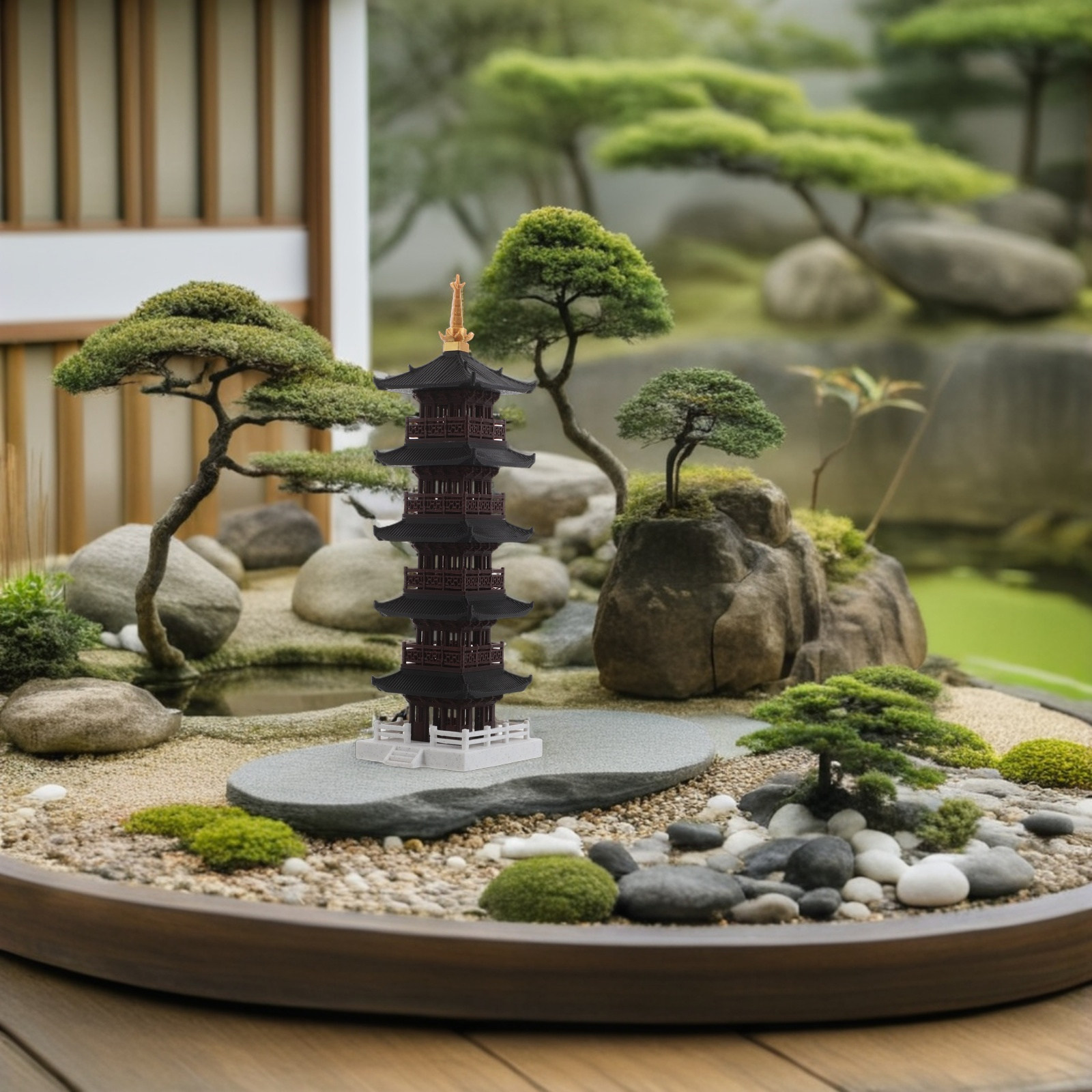 Chinese Pagoda Sculpture 5-Tie - đánh giá và giá Bonsai Garden Set Up