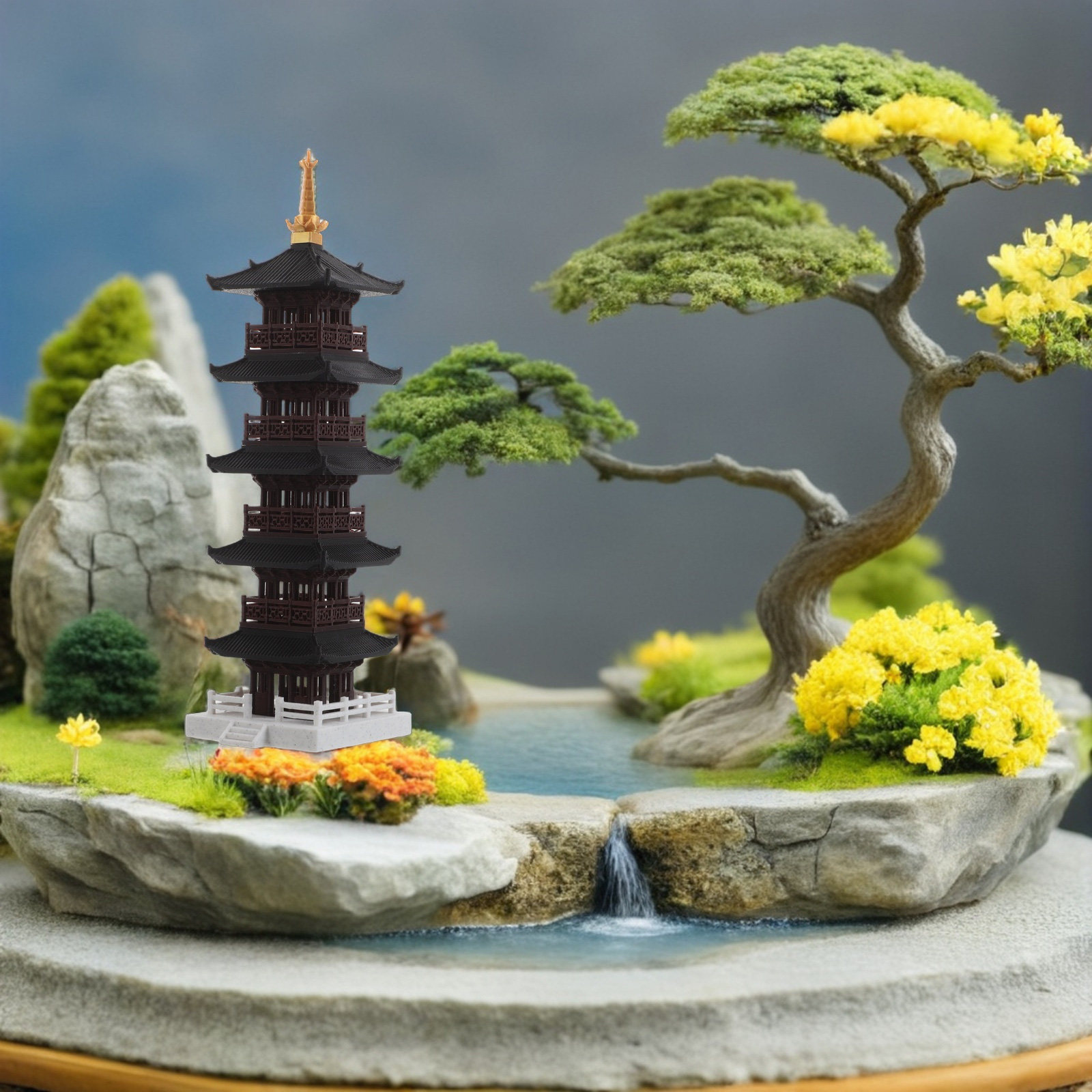 Chinese Pagoda Sculpture 5-Tie - đánh giá và giá Bonsai Garden Set Up