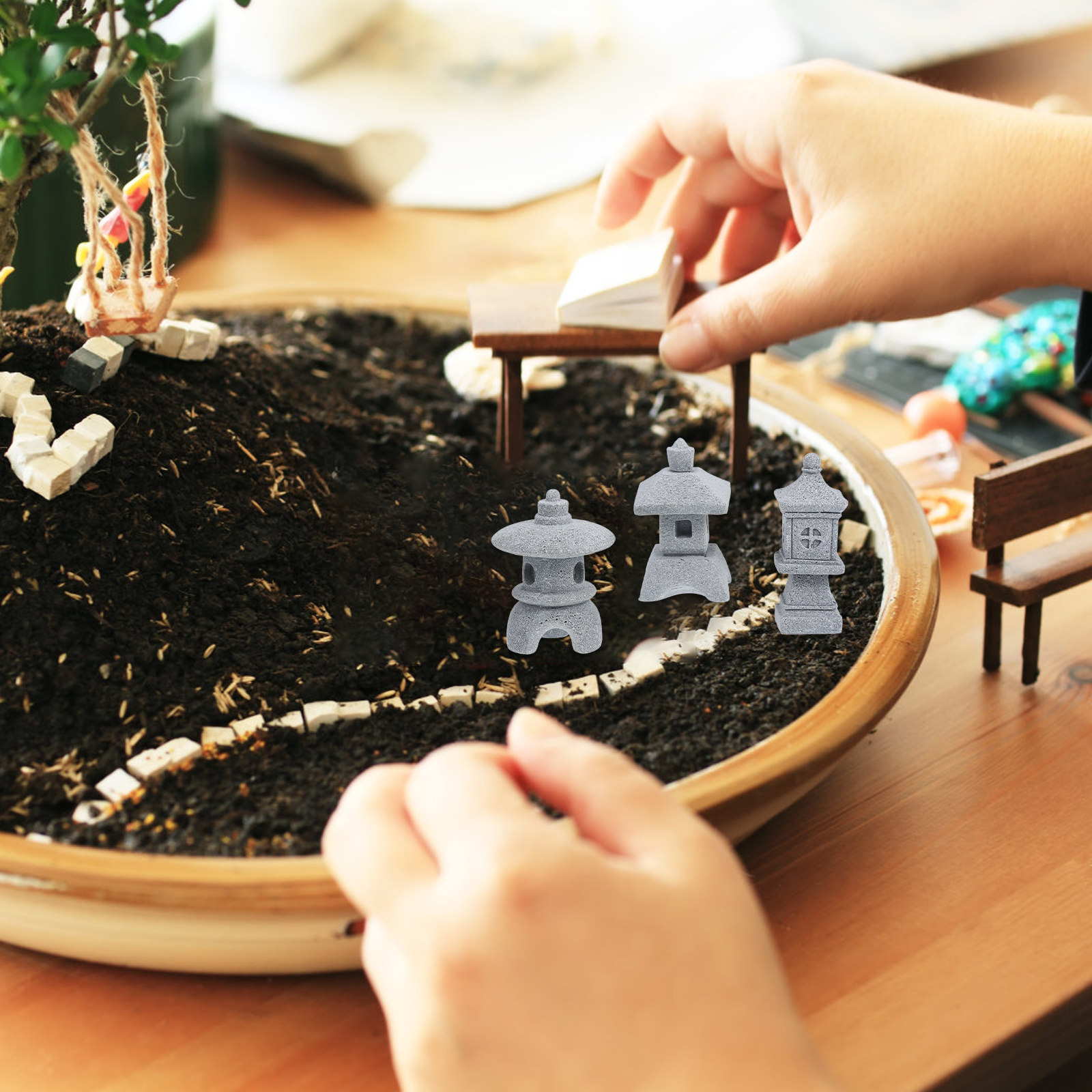 3Pcs Miniature Stone Pagoda Ga - đánh giá và giá Bonsai Garden Set Up